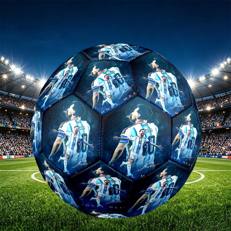 football player Print Size 5 Soccer Ball, PU Wear Resistant Football for Match Training and Daily Practice, Birthday Gift for Soccer Fans