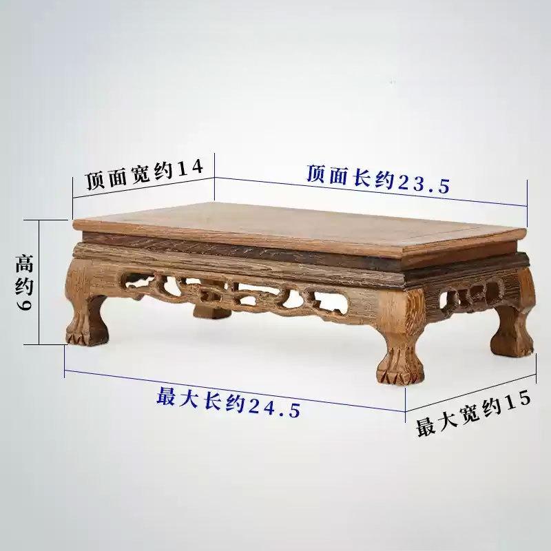 Retro Engraving Wooden Tea Tray Teapot Bases Bonsai Buddha Stand Fish Tank Pedestal Wooden Flowerpot Base Furniture Home Decor