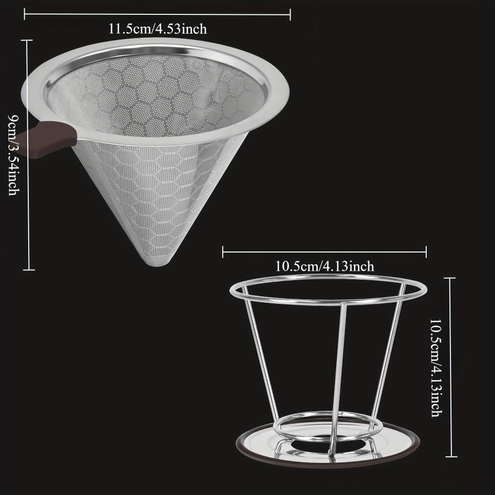 Filtro da Caffè Portatile Acciaio Inossidabile Facile da Pulire Riutilizzabile Doppio Strato Imbuto da Caffè Senza Carta Portafiltro Pour Over Dripper da Caffè