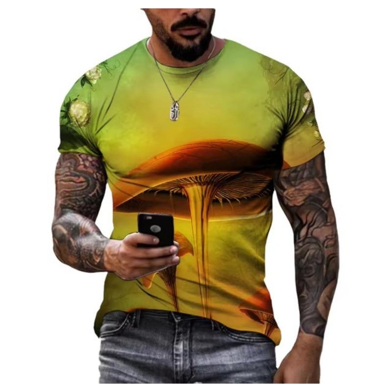 Graphic T Shirts Men Fashion Natural Scenery Pattern T Shirt Handsome Casual 3D Print T-shirt Summer Mountains Rivers Tops