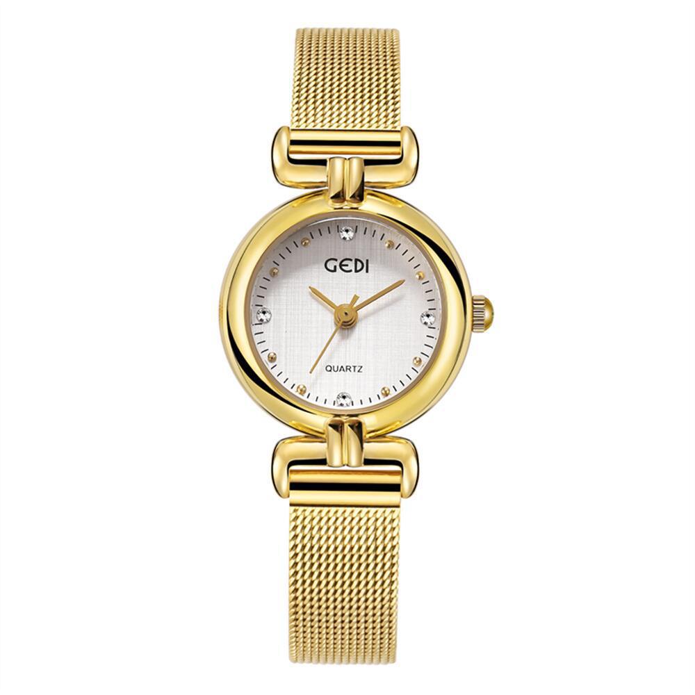 Nischen High-End Damenuhr Stoffmuster Kleines rundes Zifferblatt Mesh-Armbanduhr Wasserdichte Quarz Damenuhr Mittelalterliche Uhr
