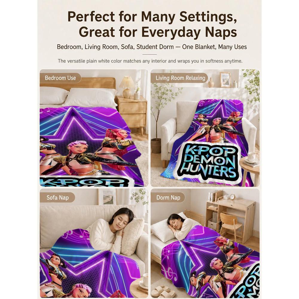 Kpop Demon Hunters Music Show Cartoon Anime Blanket Ultra Soft Throw Blanket For Bedroom Sofa Bed Party Decor New Year Gift