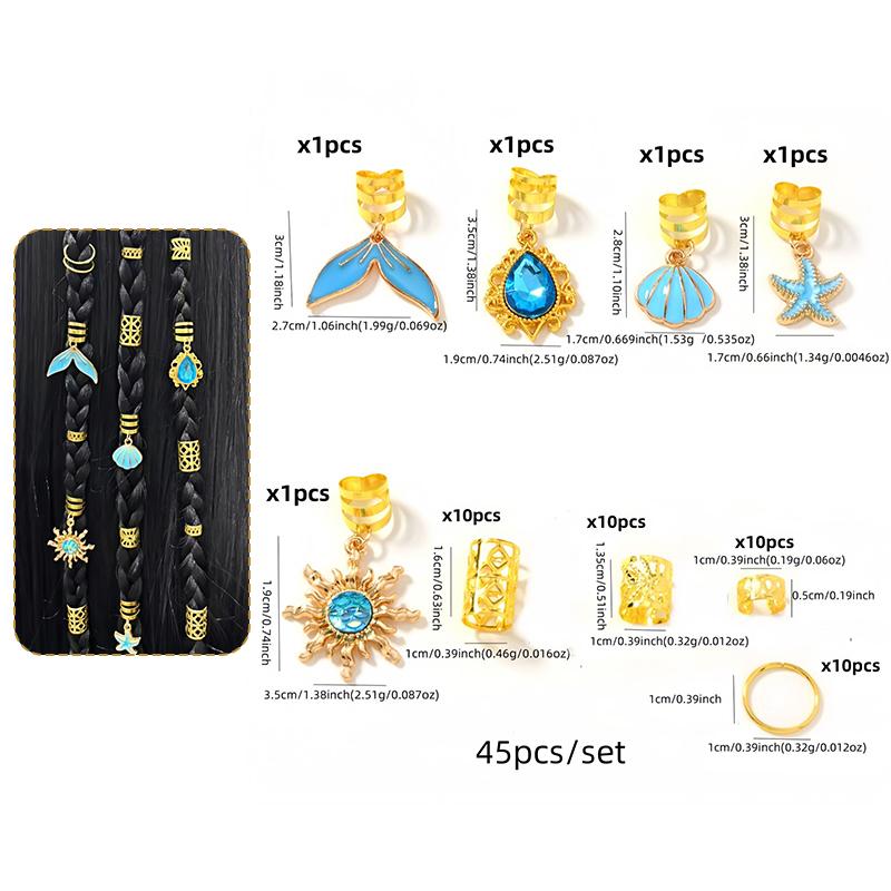 1Set Starfish Conch Pendant Artificial Pearl Summer Y2K Dreadlock Hair Jewelry Accessories For Braids For Girls Music Festival