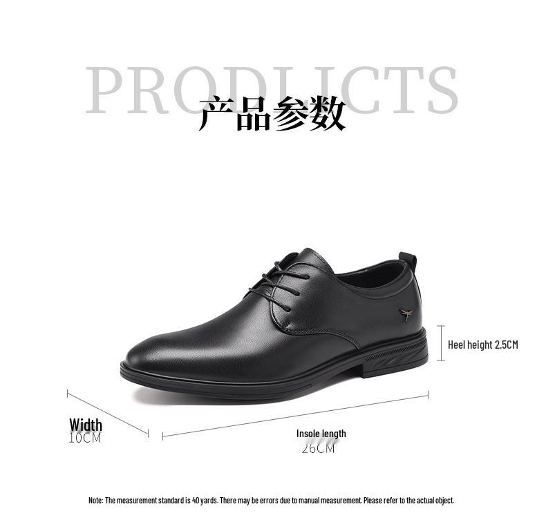 Red Dragonfly Men's Black Leather Shoes - British Style, Soft Sole, Ideal for Weddings, Business, and Casual Wear.