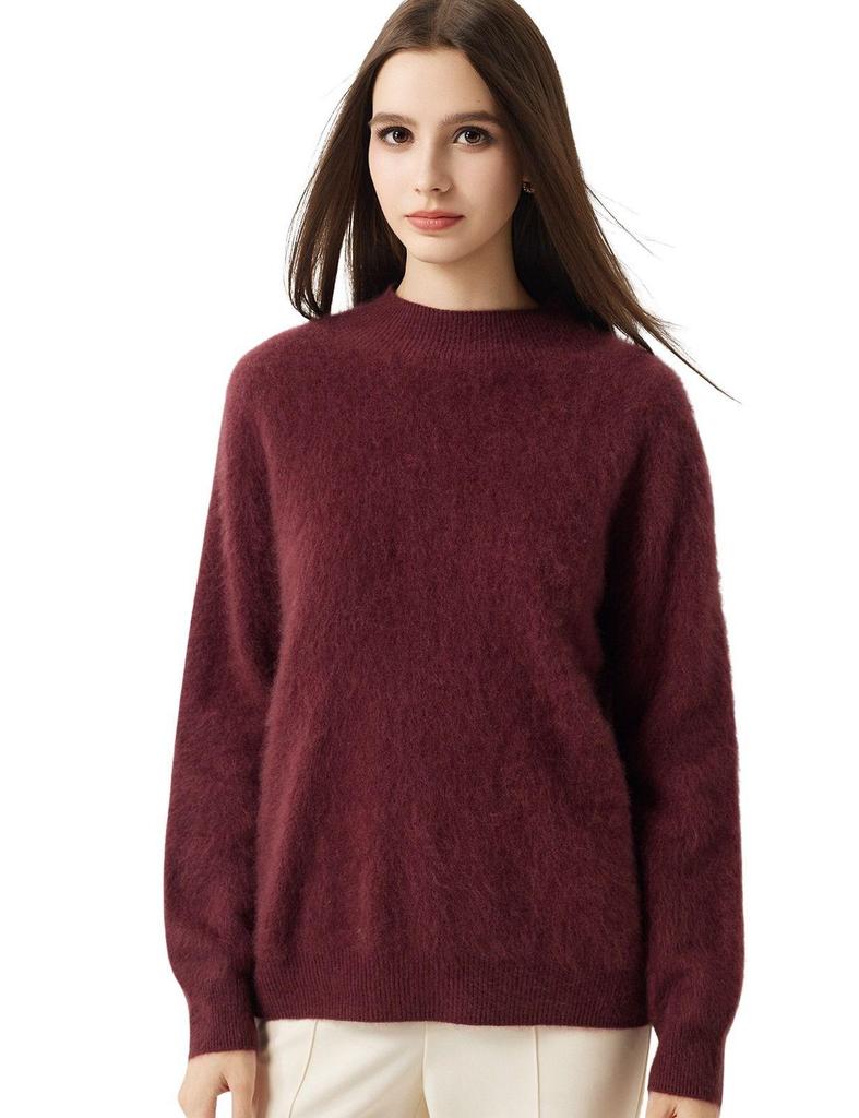 Brushed Wool Semi-High Neck Sweater for Women - Soft, Skin-friendly, Warm & Versatile Base Layer for Autumn/Winter.