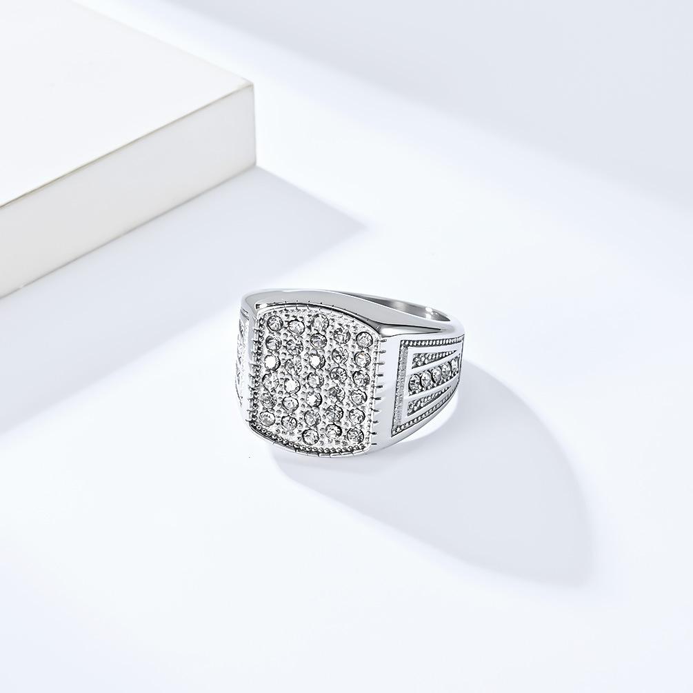 Hot Selling European and American Style Hip Hop Full Diamond Titanium Steel Ring Personalized Dressing Niche Handmade Accessories