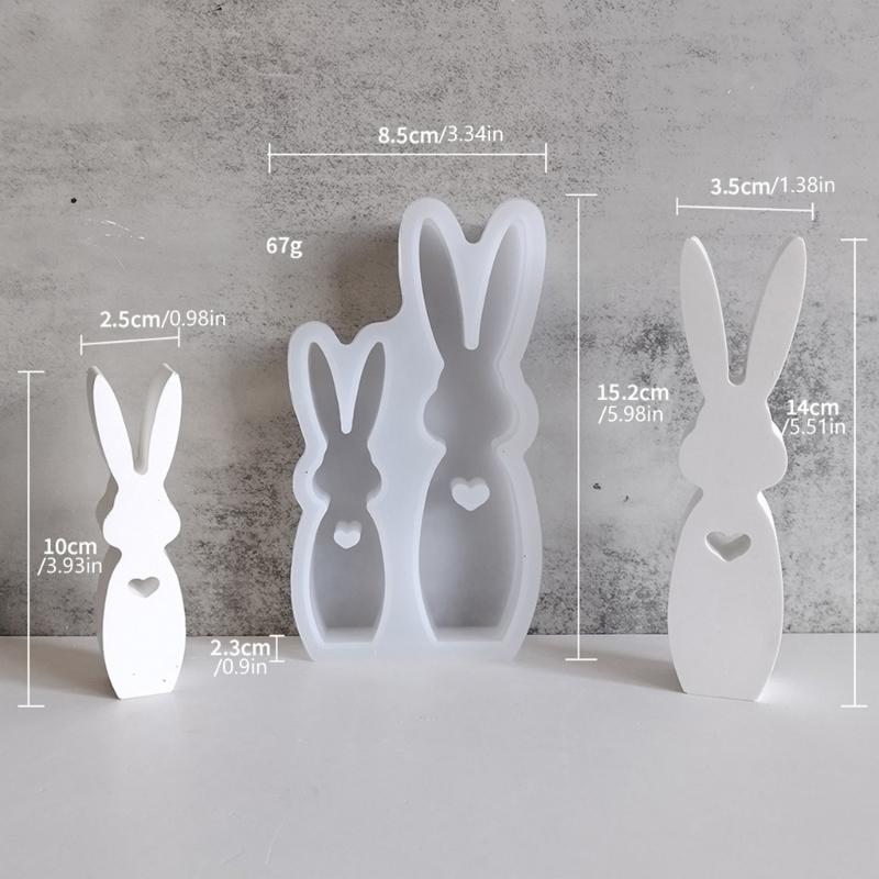 2 Cavities Rabbit Silicone Candle Molds Heat Resistant Silicone Mould for Making Candle Soap Epoxy Resin Home Decoration