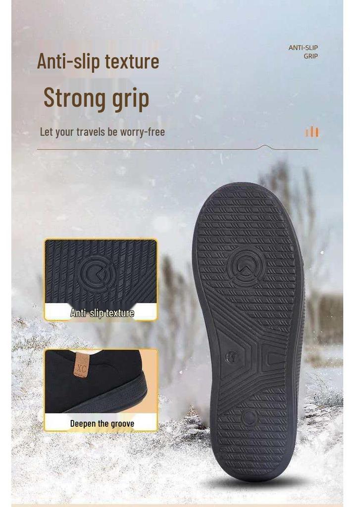 Men's Winter Snow Boots with Velvet Lining - Warm, Comfortable, Thickened Cotton Bread Shoes