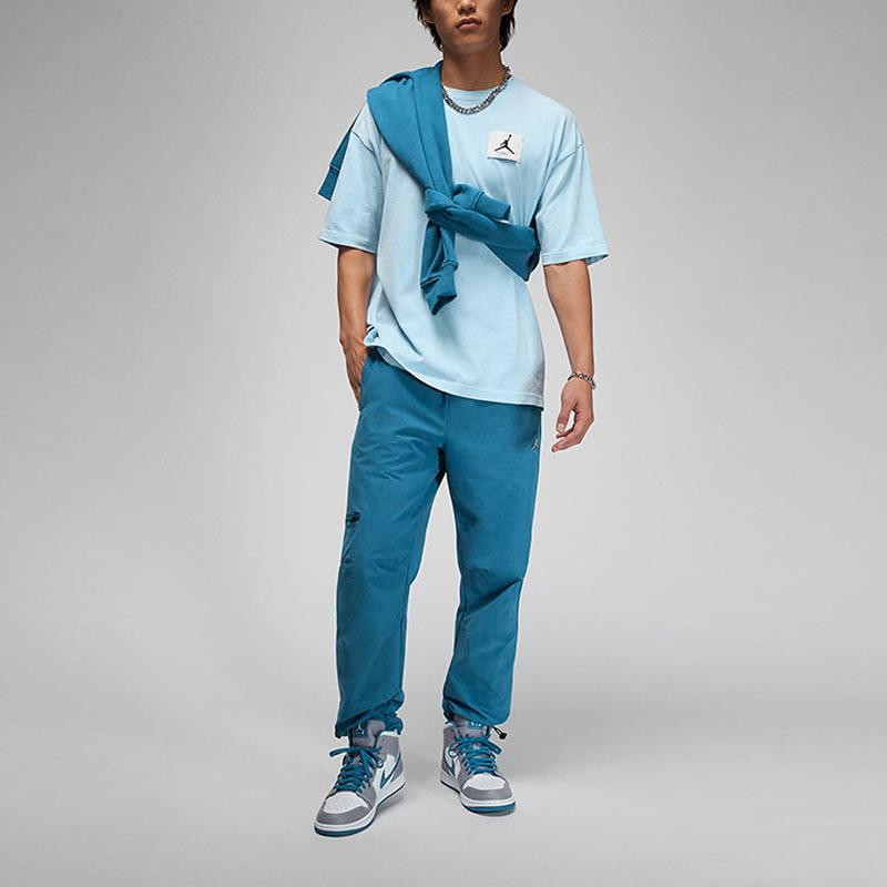 Jordan Flight Essential Logo Print Loose Short Sleeve Drop Shoulder T-Shirt Men Tops Light-Teal DZ0605-425