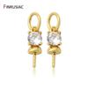 Inlaid Zircon Mini Screw Eye Pins for Jewelry Making, Pearl Beads Screw Threaded Eyelets Clasps Findings for Charm DIY Earrings