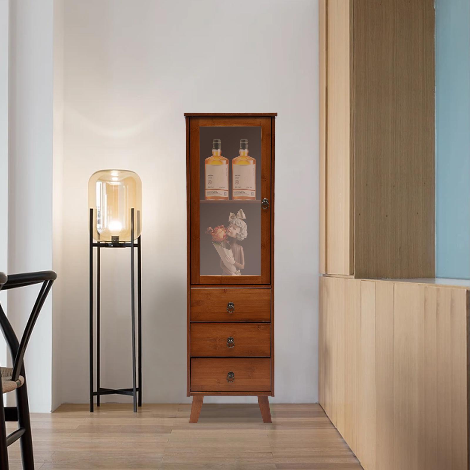 Tall Wooden Sideboard Storage Buffet Cabinet