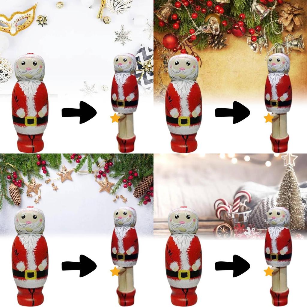 Unique Funny Santa Wooden Puppet Handcrafted Beech Wood For Christmas Decor Gifts