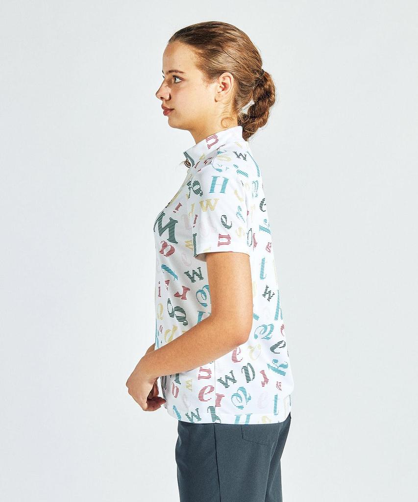 mock neck fast WH00 [Munsingwear] Short-sleeved shirt, all-over print, drying, sporty, golf, MG5SHS58L, women's, (white)