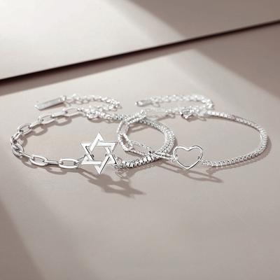 Hexagram Love Couple Bracelet A Simple Pair of Niche Light Luxury New Jewelry In Japan and South Korea