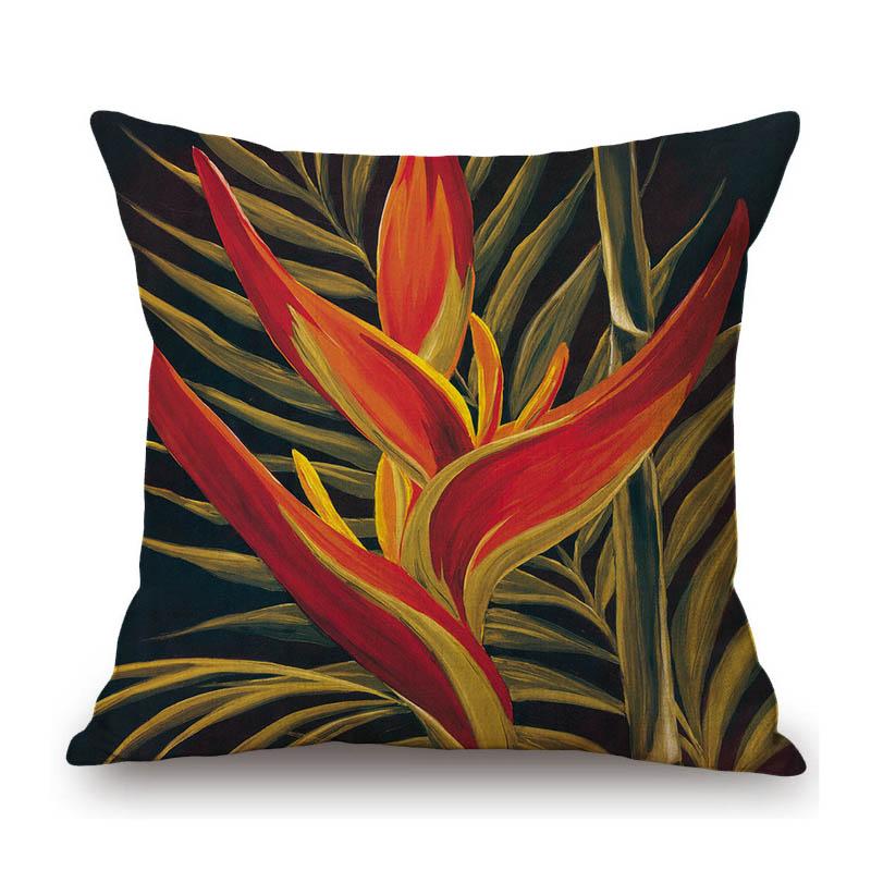 Piante Tropicali Foglie Foglie di Palma Pittura ad Olio Decorazione per la Casa Arte Cuscino da Divano Federa Cotone Lino Floreale Copricuscino