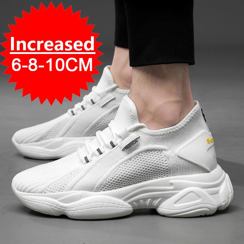 Fashion New Summer Men Sneakers 8CM Elevator Shoes Hidden Height Increasing Shoes For Men 10CM Casual Sport Breathable Heightening Shoes