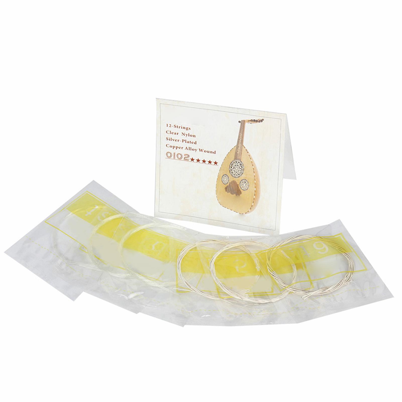 

Clear Nylon Silver Plated Copper Alloy Oud Strings Set Replacement Accessory (12 strings)