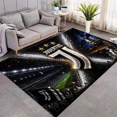 Juventus Football Club Badge Print Area Rug Non‑Slip Floor Mat for Living Room Bedroom Fan Decor