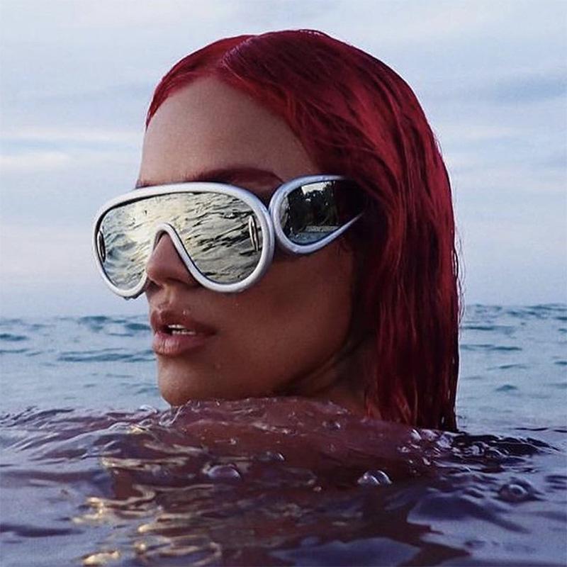 Big Frame One-Piece Sunglasses Sunglasses Futuristic Punk Hip Hop Outdoor Sunglasses