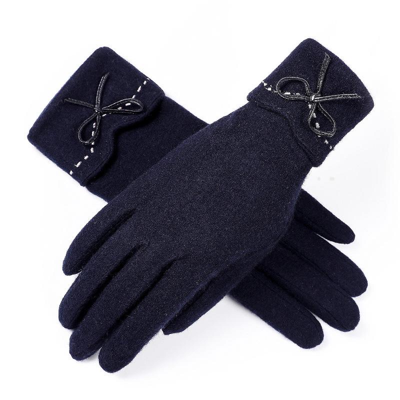 Wool Gloves Women Autumn Winter Windproof Cold Proof Fleece Warm Outdoor Sports Driving Touchscreen Finger Gloves