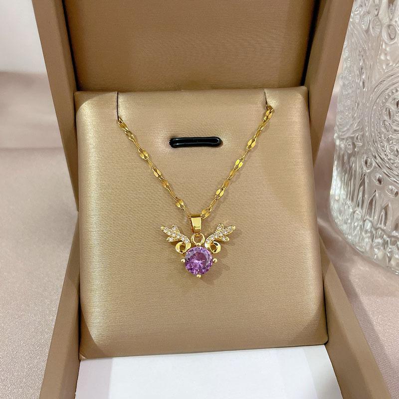 Yilu Has Your Zircon Light Luxury Temperament Gorgeous Full Diamond Necklace Female Versatile Collarbone Chain Titanium Steel Chain