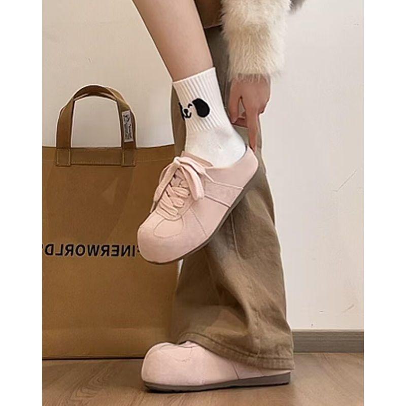 Pink Bag Head Half Slippers Women Wear Spring and Summer New Versatile Thick Bottom Belt Going Out Slippers Women