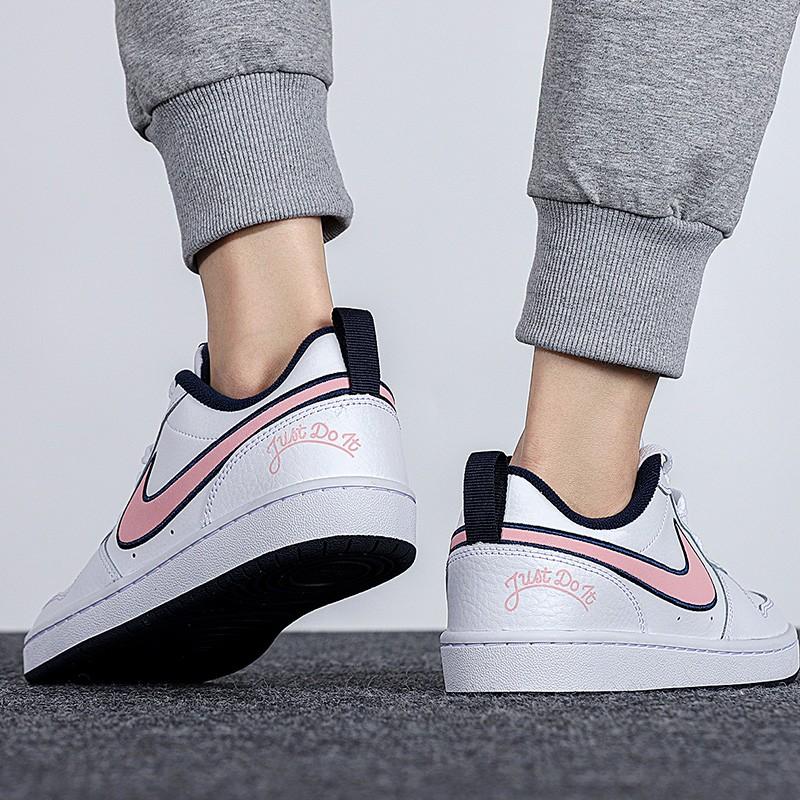 Nike Court Borough Low 2 SE Leather Casual Comfortable Slip-Resistant Lightweight Shock Absorbing Low-Top Kids Skate Shoes Kids sneaker DB3090-100