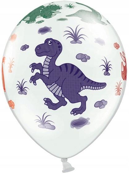 Balony 14" Pastel White Dinozaury 5Szt.