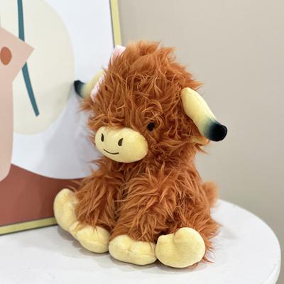 Yousheng Bowknot Highland Cows Plush Toy Cattle Stuffed Animals Plush Cute Fluffy Cattle Dolls Holiday Gift for Kids Adults Boys Girls
