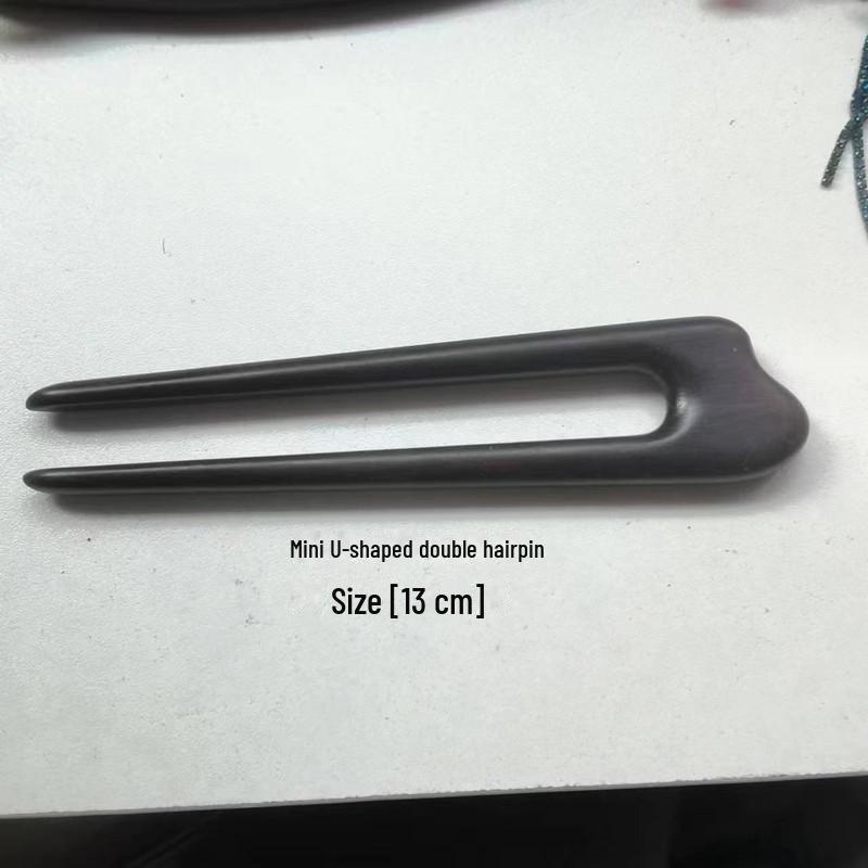 Mini U-Shaped Sandalwood Hairpin: Chinese-Style Double Hairpin Headdress