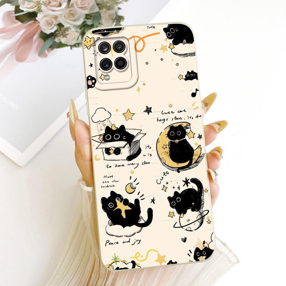 For Samsung Galaxy A12 M12 SM-A125F A127F Cute Cat Flower Butterfly Cartoon Phone Case Shockproof Soft Silicone Cases