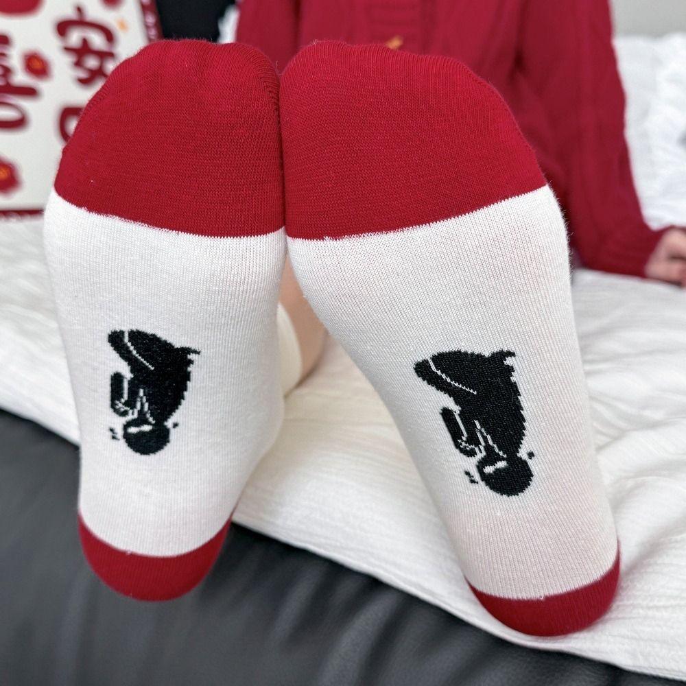 Cotton Horse Red Socks Zodiac Year Horse Mid-calf Socks Fashion Women Tube Socks Women