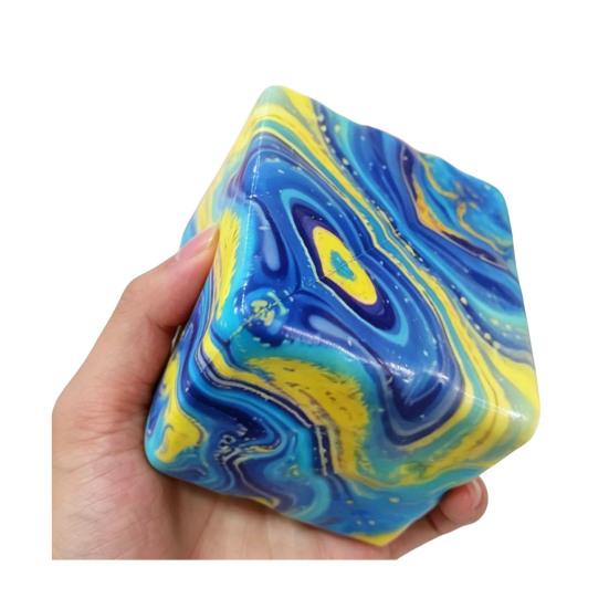Cube Slow Rising Squeeze Toy, Maltose Texture Stress Relief Fidget, Soft Chewy Sensory Desk Decor with Gradient Tie-Dye, Portable Anxiety Relief Toy
