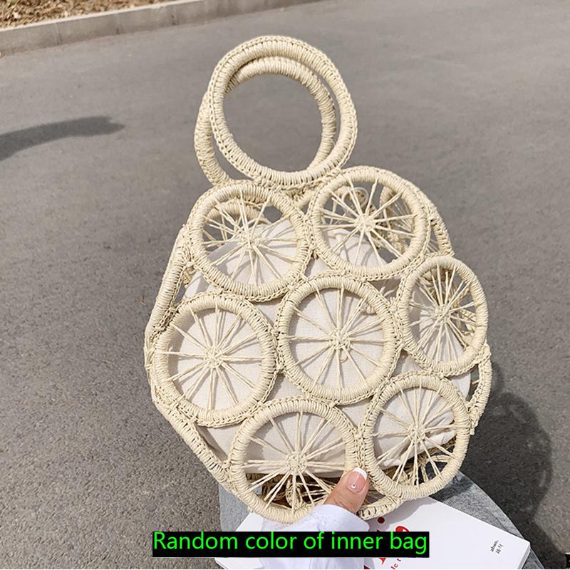 Seaside Holiday Bag Hollow Straw Large Capacity Beach Crossbody Bag Summer Hand Weaving Shoulder Bag