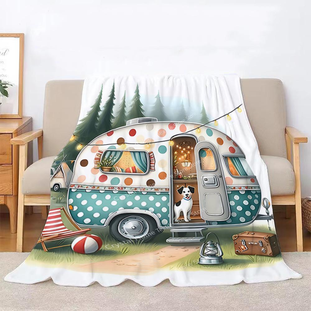 Traffic Series Camper Van Soft Flannel Blanket,Keep Warm Throw Blanket Comfortable Blanket for Picnic Bed Sofa Home Bedroom Kids