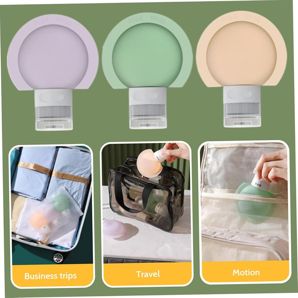 3pcs 90ml Travel Container Wide Mouth Leak Proof Travel Bottle Inverted In Reusable Silicone Travel Toiletries Bottle