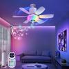 470 мм Розумний стельовий вентилятор RGB зі світлом LED E27, музичним ритмом, пультом дистанційного керування, регульованою яскравістю, BLDC, 3 швидкості, таймером, для спальні, вітальні