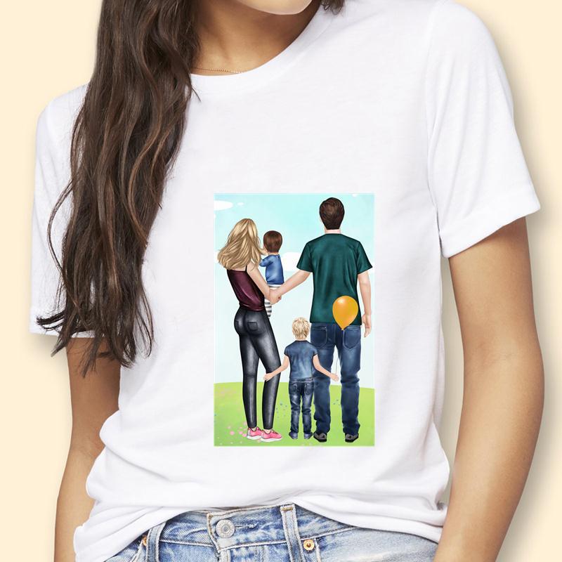Mothers Day Theme Cute Cartoon Trend ShortSleeved Womens TShirt Polyester Fabric Simple AGeneration Style