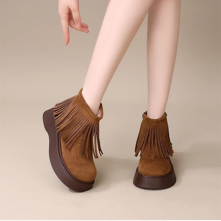 Fashion and Comfortable Boots, New Velvet Martin Boots In Autumn and Winter 2025, Women's Muffin Bottom Suede Temperament Versatile Short Boots