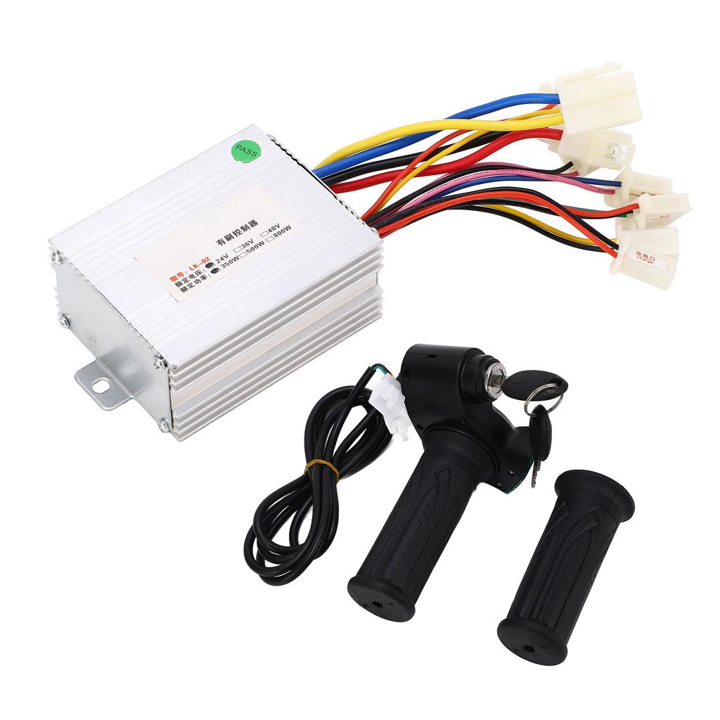 Brush Controller Throttle Grip Kit Good Heat Dissipation Electric Bike Controller Kit 24V 350W