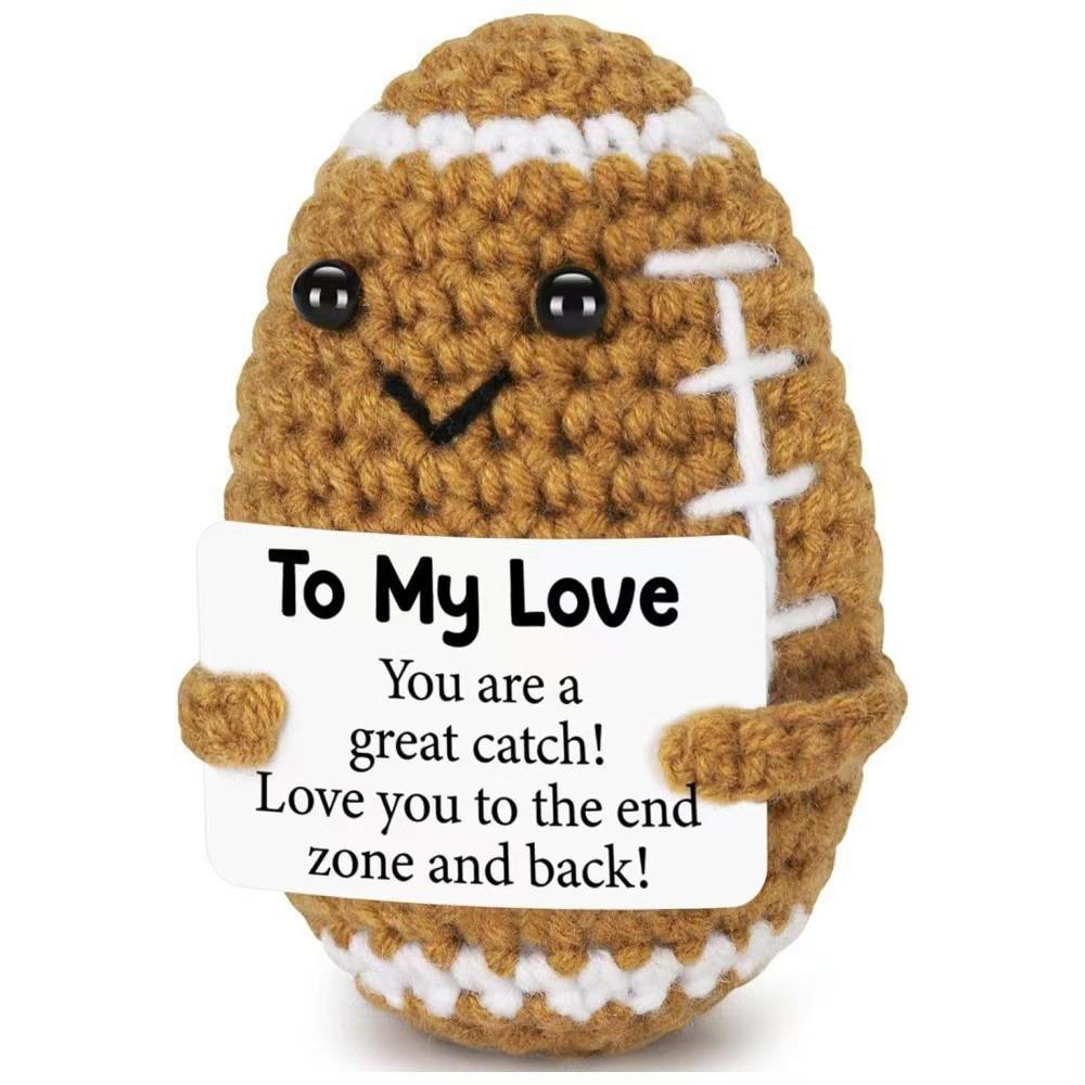 Crochet amusant Pain grillé positif Ornements au crochet de soutien émotionnel Poupées en pain grillé tricotées à la main avec carte positive Cadeaux de Noël