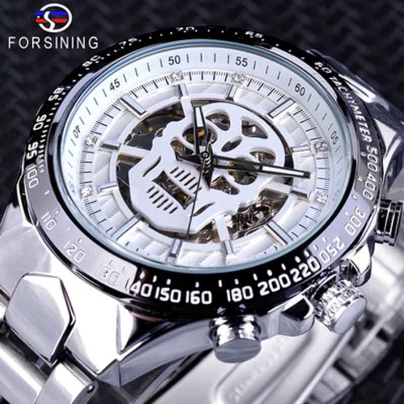 FORSINING Orologio Uomo Automatico Scheletrato: Meccanico A Carica Automatica, Impermeabile, Cinturino Acciaio - Blu E Nero