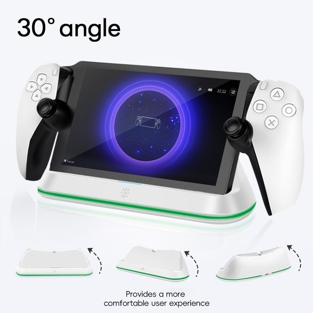 RGB Portable Charging Dock Charging Stand Station for PS5 Portal Consoles Accessories with 7 Lighting Modes and Type C Cable Quick Charging with Light