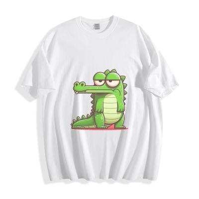 Geschokte Krokodil Cartoon T-Shirt - Hilarisch Wijdogig Moeras Unisex T-shirt