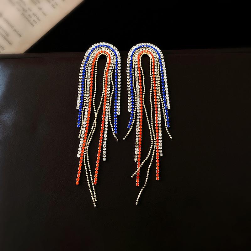 

Ретро серьги «Серебряная игла» с инкрустацией бриллиантами, кристаллами и жемчугом - Роскошные длинные серьги в европейском и американском стиле для женщин