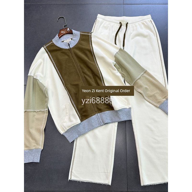 Yanzi Foreign Trade New Brand Exquisite Reverse Circle Cotton Apricot Contrast Color Personality Fashion Brand Sports Set