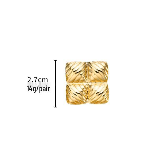 Retro Geometric 304 Stainless Steel Ear Studs with Concave-Convex Design