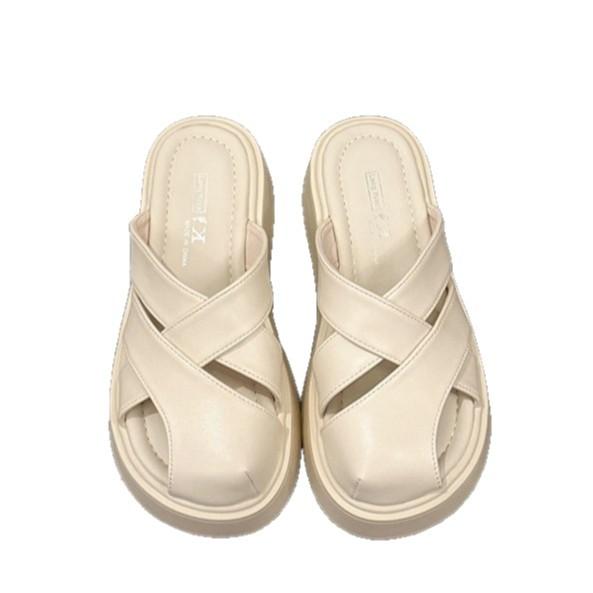 Baotou Half Slippers Women's Outer Wear In the Summer of 2025 New Platform Roman Shoes Comfortable and Fashionable Versatile Medium Heel Sandals