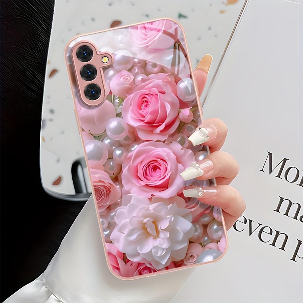 Pink Cute Animal Phone Case For Samsung S26 Ultra S25 Plus Case Samsung S24 Ultra S23 S22 S21 S20 FE Cases Hard Glass Back Cover