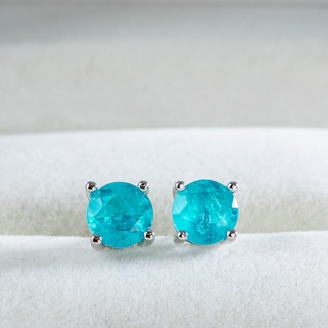 Cellacity Classic 100 %925 Sterling Silver Stud Earrings With Round Emerald Gemstone For Women Silver Wedding Party Fine Jewelry